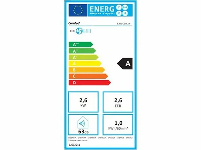 Comfee mobiele airconditioner 9000 btu/h 2.6kw aangesloten - afbeelding 2 van  5