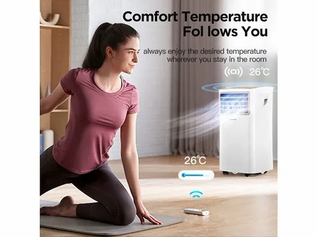 Comfee mobiele airconditioner 9000 btu/h 2.6kw aangesloten - afbeelding 5 van  5
