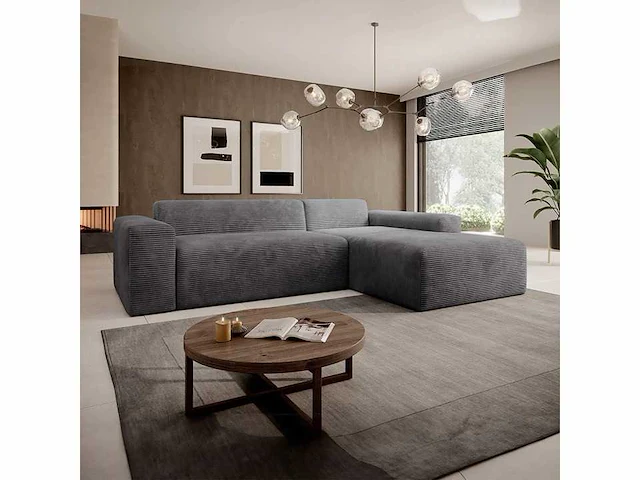 Comfortabele rechterhoekbank in een trendy look met stoffen bekleding - afbeelding 1 van  7