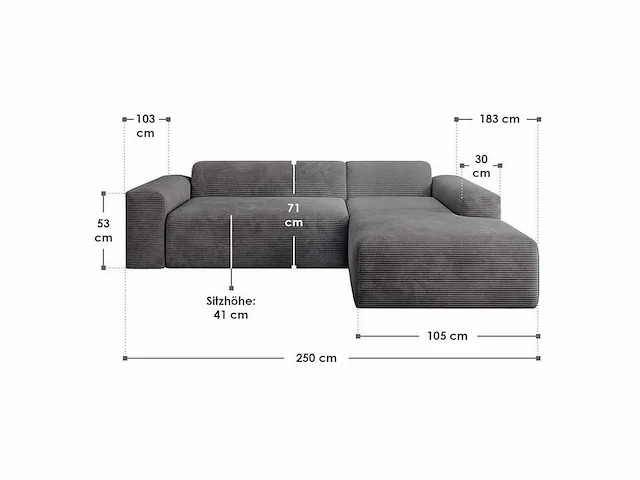 Comfortabele rechterhoekbank in een trendy look met stoffen bekleding - afbeelding 7 van  7