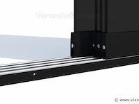 Compleet glazen schuifdeursysteem 3 deurs, veiligheidsglas 10 mm, 2400 mm breed, 3 stuks deuren 820 mm 2350 mm hoog, mat zwart ral 9005 - afbeelding 10 van  14