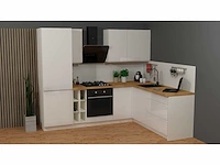Complete hoekkeuken sole 255x200 cm – wit hoogglans in bouwpakket - afbeelding 1 van  2