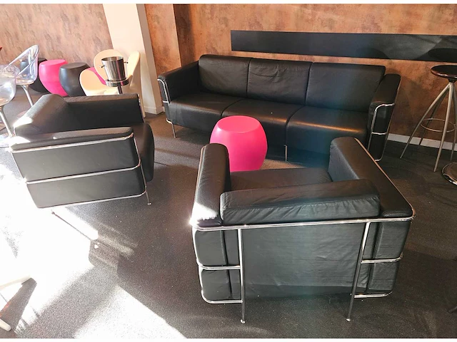 Complete set: lederen design-salon, in pedrali-stijl - afbeelding 3 van  7