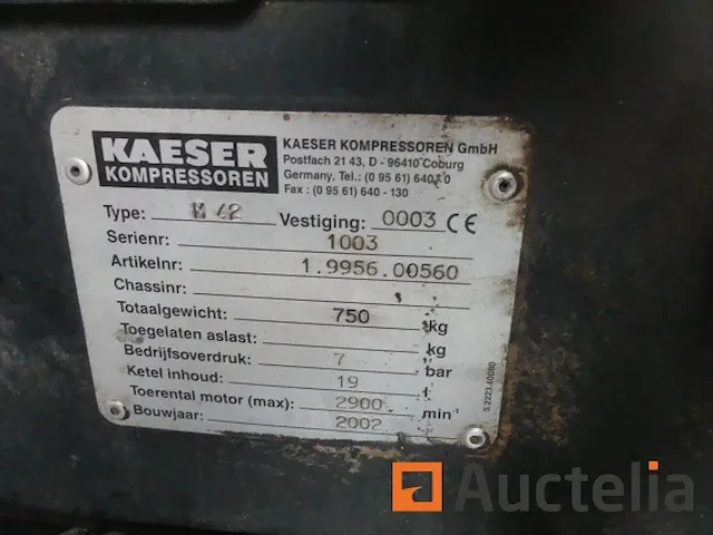 Compressor op aanhanger kaeser m42 - afbeelding 9 van  11
