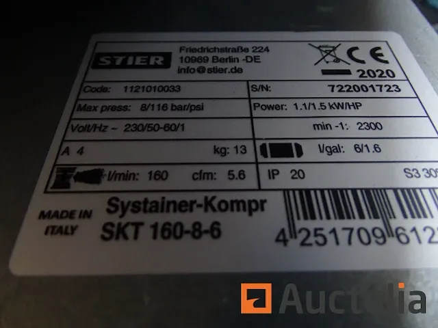 Compressor stier skt 160-8-6 in zijn systainer - afbeelding 6 van  6