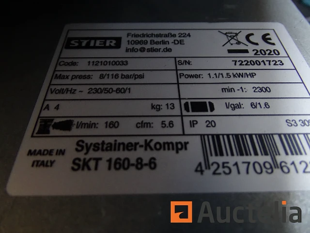 Compressor stier skt 160-8-6 in zijn systainer - afbeelding 6 van  6