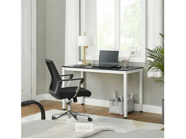 Computerbureau - tafel - wit/zwart - hout - 120x60x76 - afbeelding 2 van  3