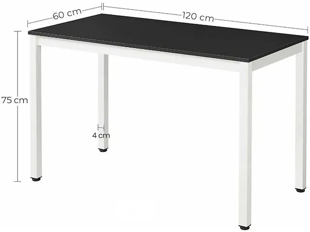 Computerbureau - tafel - wit/zwart - hout - 120x60x76 - afbeelding 3 van  3