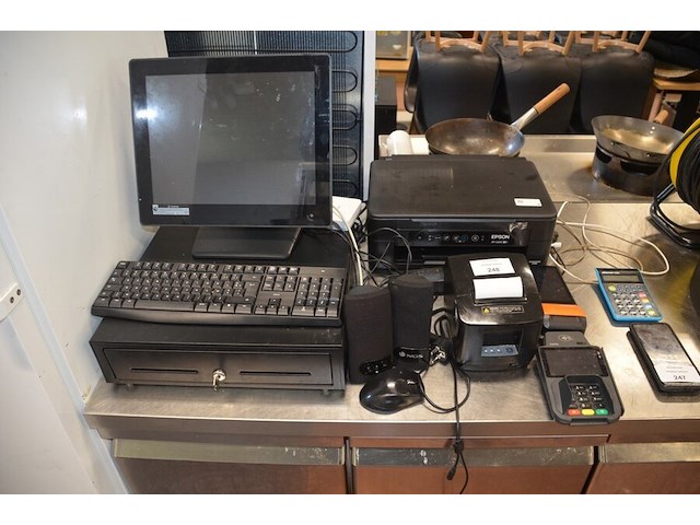 Computerkassa met touchscreen, toetsenbord, muis, geldlade, speakers, etiketprinter, printer epson xp2200, 2 betaalterminals - afbeelding 2 van  7