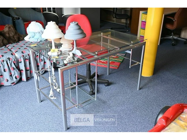 Computertafel glas/metaal 130x70x77 - afbeelding 1 van  2