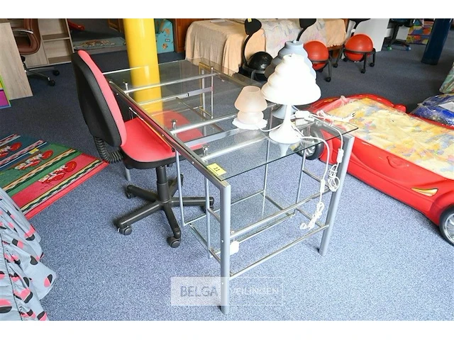 Computertafel glas/metaal 130x70x77 - afbeelding 2 van  2