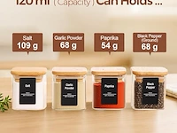 Comsaf 16 stuks glazen kruidenpotjes met bamboe deksel - afbeelding 3 van  3