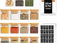 Comsaf 16 stuks glazen kruidenpotjes met bamboe deksel - afbeelding 1 van  3