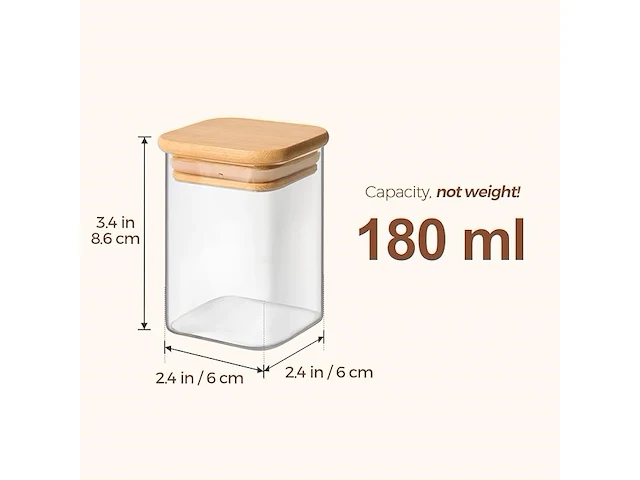 Comsaf 16 stuks glazen kruidenpotjes met bamboe deksels - afbeelding 2 van  4