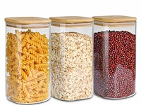 Comsaf glazen opbergdoos met houten deksel (3st) - afbeelding 1 van  1