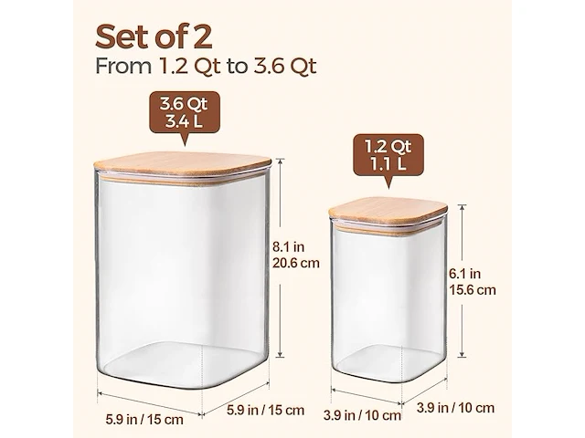 Comsaf glazen voedselcontainers (2 stuks) - afbeelding 2 van  5
