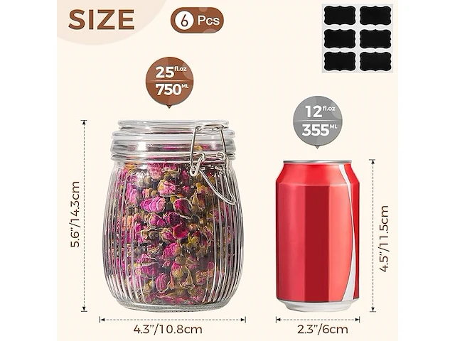 Comsaf luchtdichte glazen pot met deksel - afbeelding 2 van  3