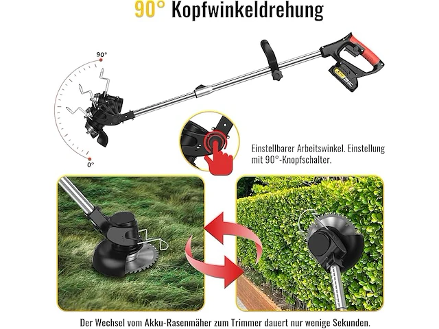 Conentool 600 w accu grastrimmer met 2 x 2000 mah accu - afbeelding 3 van  5