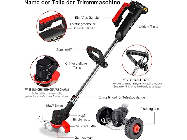 Conentool 600 w accu grastrimmer - afbeelding 2 van  4