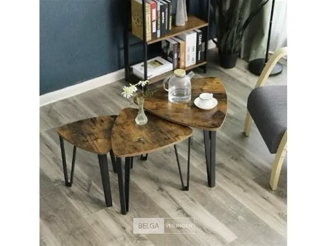 Consoletafel - bruin - metaal - 58x58x45cm - afbeelding 2 van  3