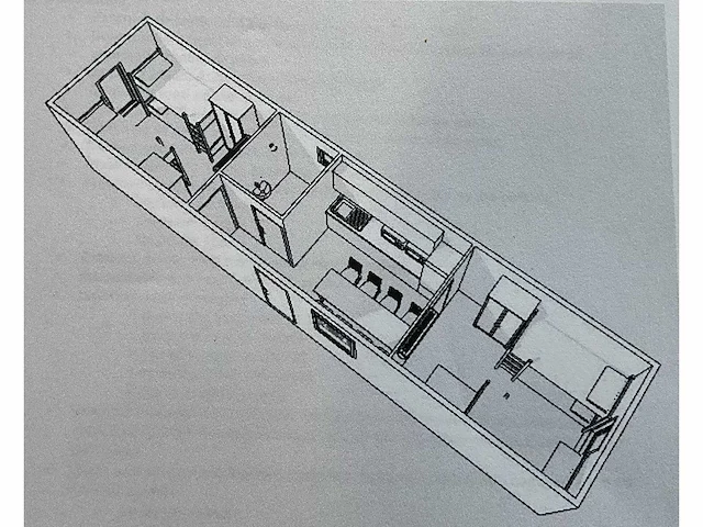 Container-cabine-mobiele woonunit-zorgunit-kantoorunit 33,6m2 - 12mx2,8m - afbeelding 60 van  65