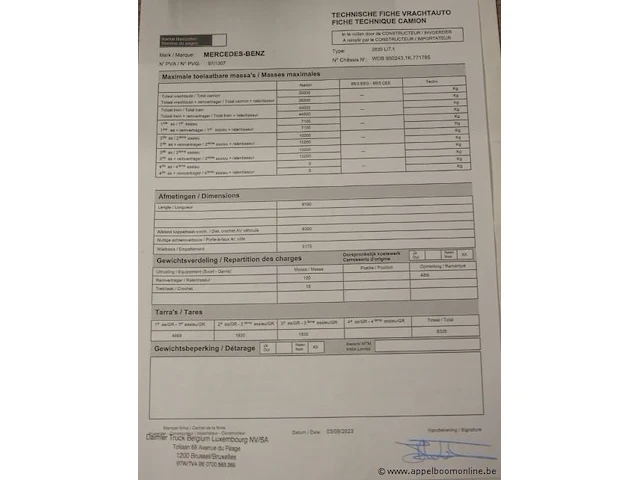 Containervrachtwagen mercedes actros 2635 6x4,diesel,11946cm³,260kw,1e inschr 14/1/03,wdb9502431k771785,55746km co²-uitstoot ng, euro3,kenteken i+ii,gelijkvormigheidsattest, keuring tot 19/2/26,2sleutels - afbeelding 6 van  18