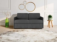 Converteerbare 2-zitsbank - grijze stof - slaapplaatsen 120 cm - matrassen 14 cm - afbeelding 1 van  4