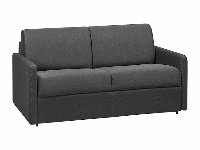 Converteerbare 2-zitsbank - grijze stof - slaapplaatsen 120 cm - matrassen 14 cm - afbeelding 3 van  4