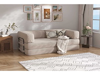 Converteerbare 3-zitsbank - beige geribbelde stof - afbeelding 2 van  7