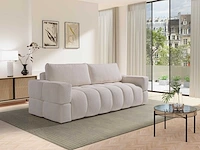 Converteerbare 3-zitsbank in beige badstof - afbeelding 1 van  7