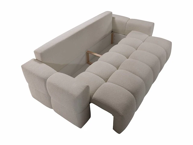 Converteerbare 3-zitsbank in beige badstof - afbeelding 4 van  7