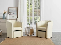 Converteerbare fauteuil en poef in beige imitatie - afbeelding 1 van  7
