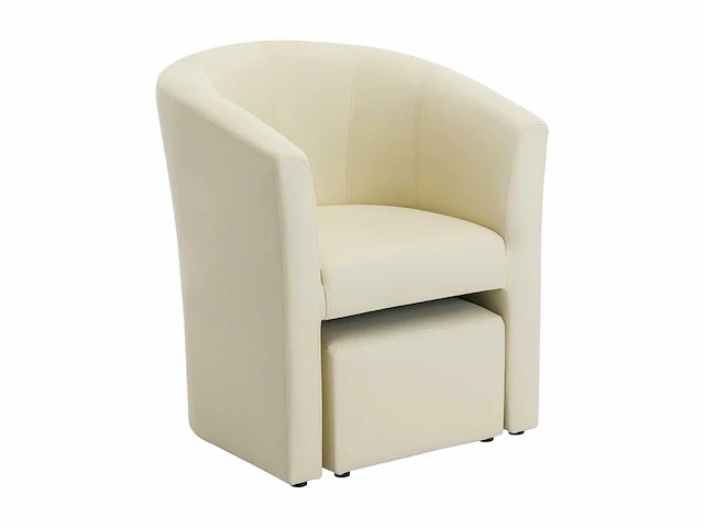 Converteerbare fauteuil en poef in beige imitatie - afbeelding 2 van  7
