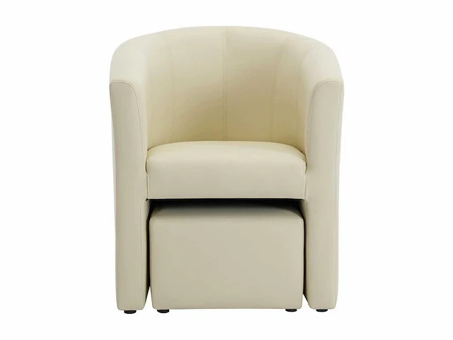 Converteerbare fauteuil en poef in beige imitatie - afbeelding 3 van  7