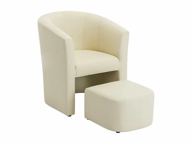 Converteerbare fauteuil en poef in beige imitatie - afbeelding 4 van  7