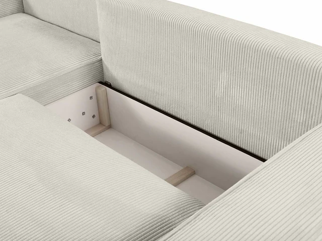 Converteerbare linker hoekbank - beige corduroy - afbeelding 5 van  7