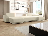 Converteerbare panoramische hoekbank - beige corduroy - afbeelding 2 van  9