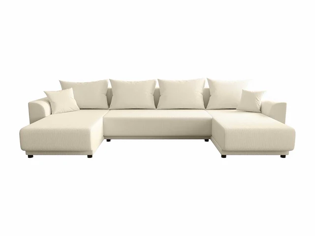 Converteerbare panoramische hoekbank - beige corduroy - afbeelding 3 van  9