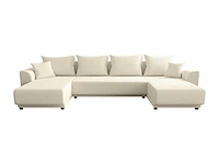 Converteerbare panoramische hoekbank - beige corduroy - afbeelding 3 van  9