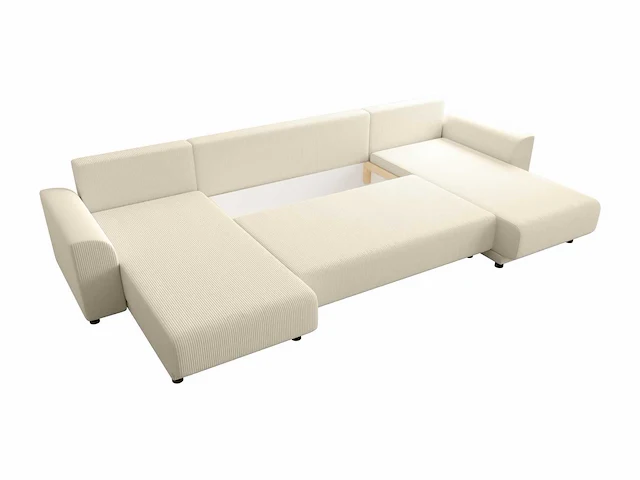 Converteerbare panoramische hoekbank - beige corduroy - afbeelding 6 van  9