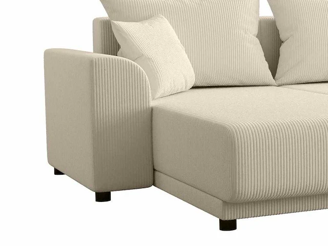 Converteerbare panoramische hoekbank - beige corduroy - afbeelding 8 van  9