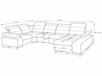 Converteerbare panoramische hoekbank in stof en imitatie - tweekleurig grijs/wit - rechterhoek - afbeelding 5 van  7