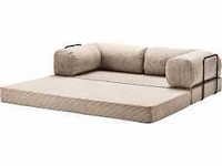 Converteerbare rechte bank beige corduro velvet 3 pl beige stof - afbeelding 3 van  3