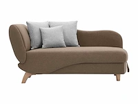 Converteerbare rechte chaise longue in bruine stof met opbergdoos - afbeelding 2 van  9
