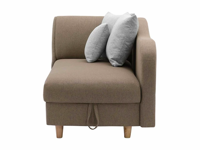 Converteerbare rechte chaise longue in bruine stof met opbergdoos - afbeelding 3 van  9