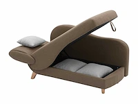 Converteerbare rechte chaise longue in bruine stof met opbergdoos - afbeelding 6 van  9