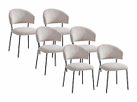Corduroy & zwarte metalen stoel - beige (x6) - afbeelding 2 van  7