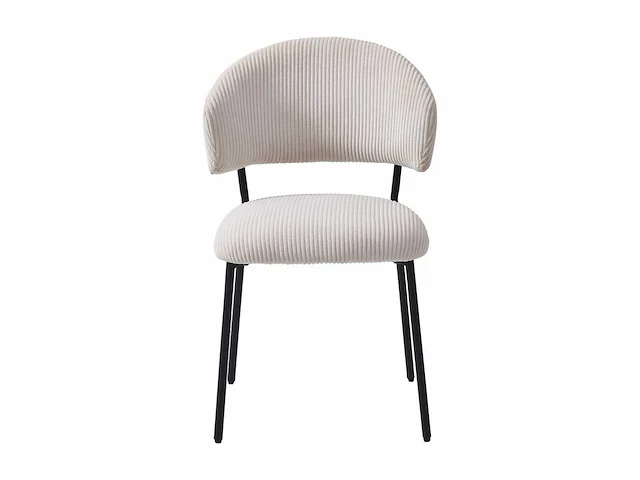 Corduroy & zwarte metalen stoel - beige (x6) - afbeelding 3 van  7