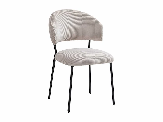 Corduroy & zwarte metalen stoel - beige (x6) - afbeelding 4 van  7