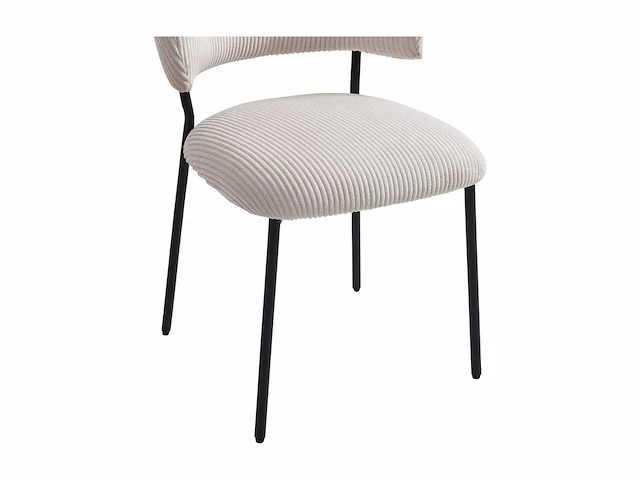 Corduroy & zwarte metalen stoel - beige (x6) - afbeelding 5 van  7